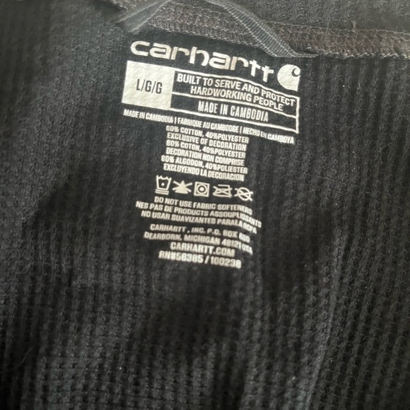 [L]Carhartt Black Men’ Waffle Knit Jumpsuit Base Layer NWOT - Picture 4 of 11